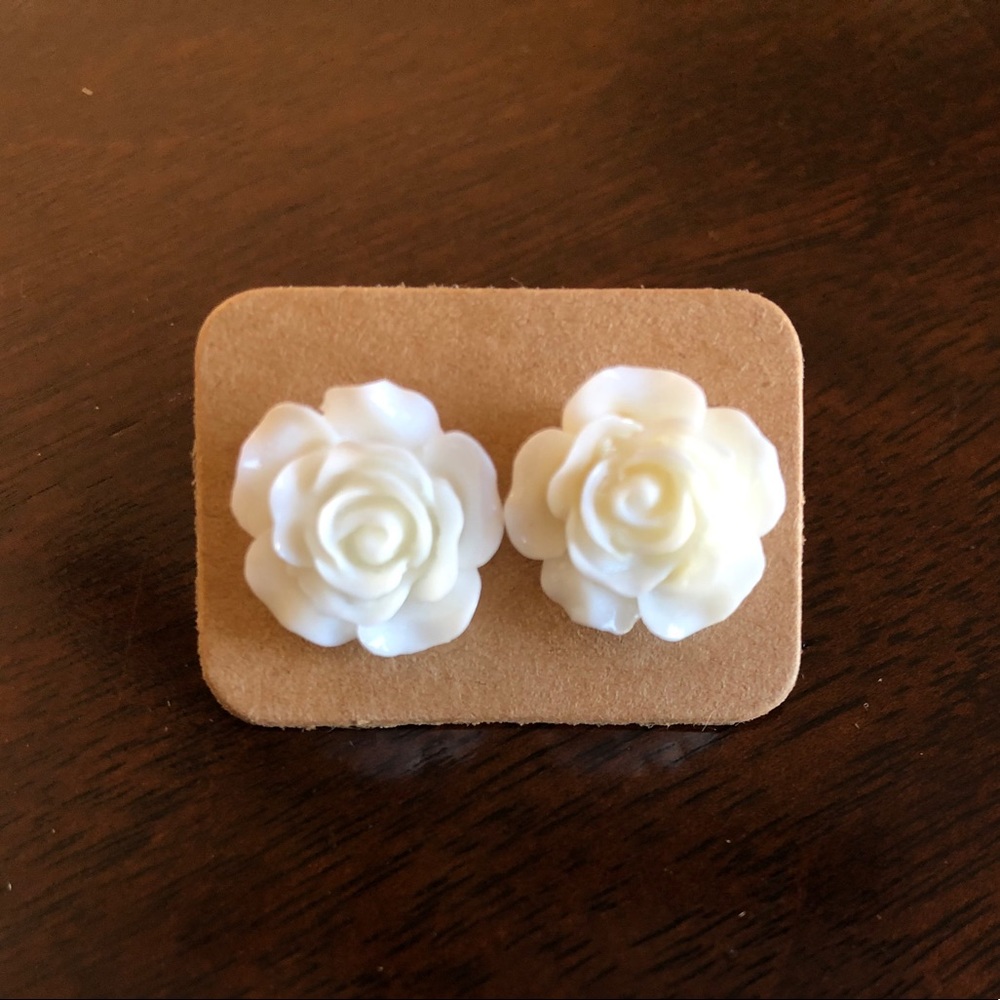 White Rose Earrings